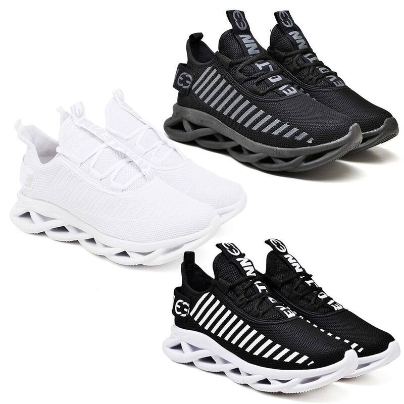 Tênis de Corrida Masculino Academia Macio- 3 Pares Preto e Branco