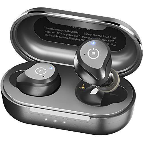 TOZO NC9 Hybrid Active Noise Cancelling Wireless Earbuds, ANC in Ear Headphones IPX6 Waterproof Bluetooth 5.0 Stereo Ear