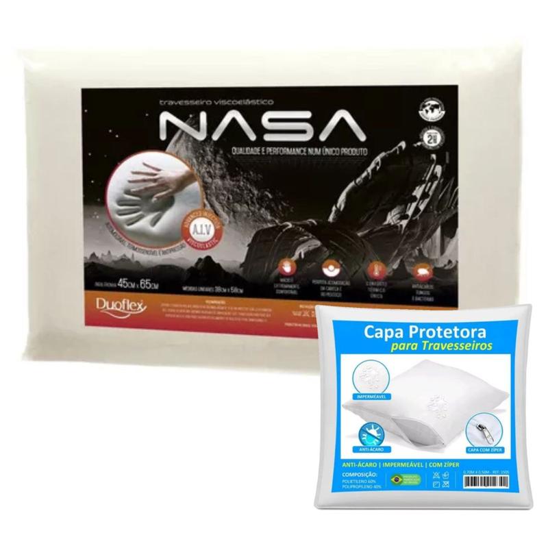 Travesseiro Nasa Antialérgico Original Duoflex Confortável + Capa Protetora