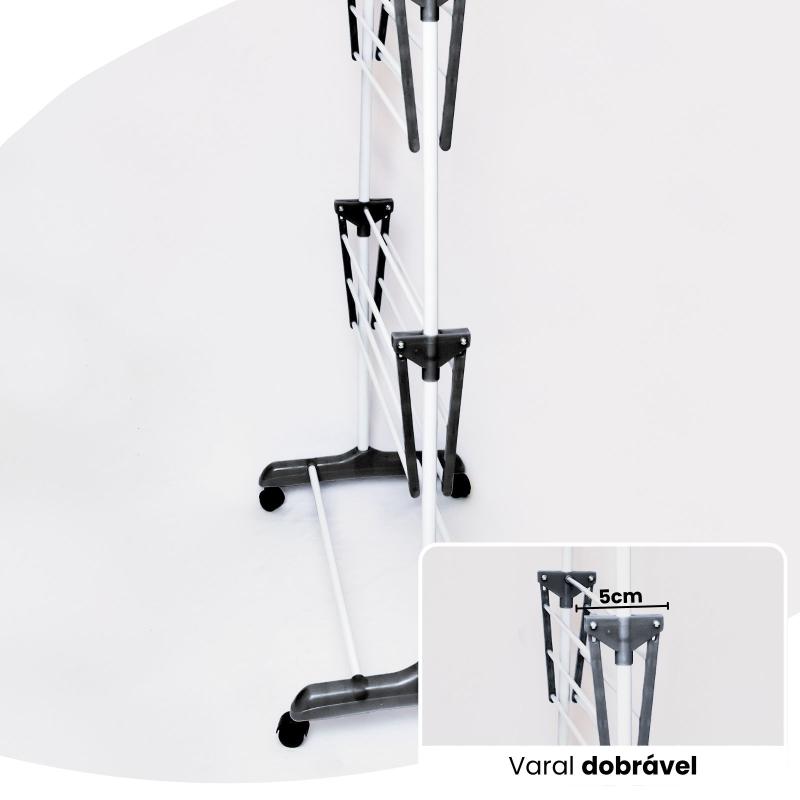Varal de chão vertical de 3 andares, dobrável, com rodinhas, foto 4 do anúncio