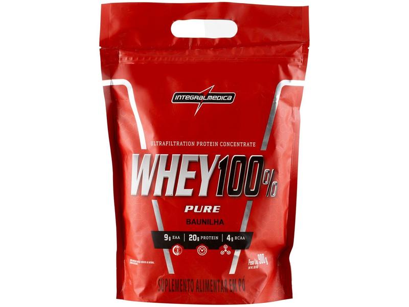 Whey 100% Pure Integralmedica 907g Refil - Morango - Integralmédica