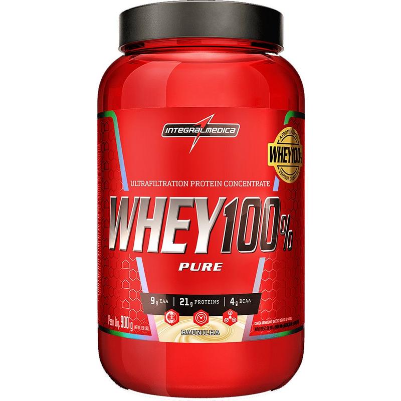 Proteína Concentrada Integralmedica Whey 100% Pure 900g Baunilha