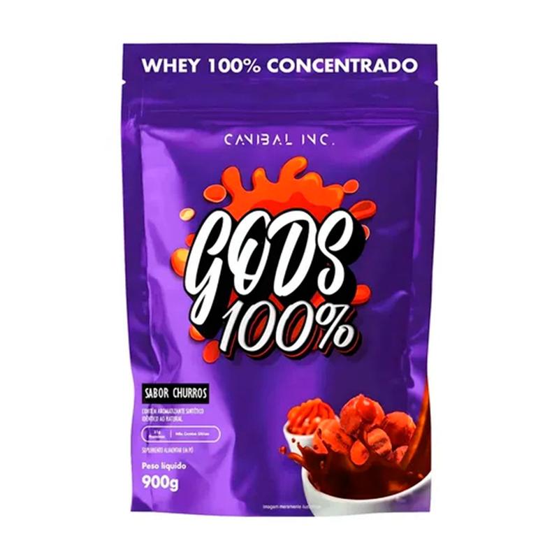 Whey Protein 100% Concentrada Gods Whey 900g Pouch Sabor Churros Canibal Inc