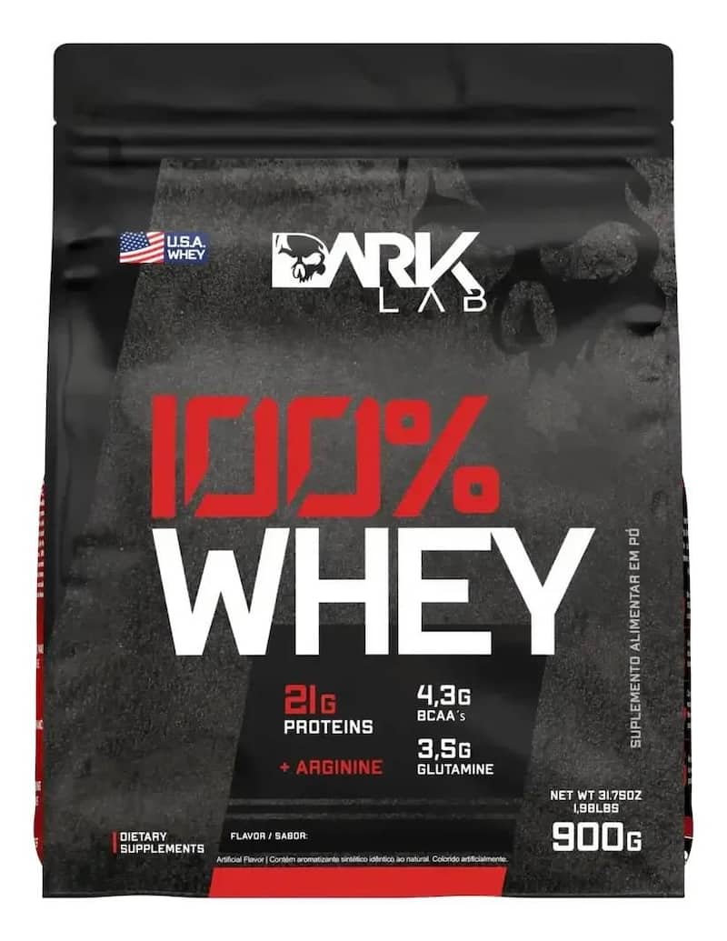 Whey Protein Concentrado 100 900g Refil Dark Lab Sabor Cappuccino