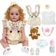 Boneca Bebê Reborn Brastoy Menina Loira Realista Silicone 48cm Conjunto de Roupa Chupeta Mamadeira e Pelúcia Pode Dar Banho Roupa