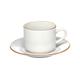 Cj.4 Xícaras Chá c/Pires de Porcelana Royal Branco Borda Dourada 200ml