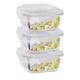 Conjunto 3 Potes de Vidro 520ml Hermético 4 Travas Marmita