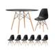 Conjunto de Jantar Eames: Mesa Redonda 100cm Preta + 6 Cadeiras Eiffel DSW Pretas