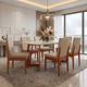 Conjunto Mesa Com Vidro Pés Madeira Maciça 6 Cadeiras Madeira Dakota Tecido A40