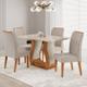 Conjunto Mesa de Jantar MDF/Vidro 4 Cadeiras Inspirare Yescasa Bege/Mel