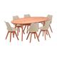 Conjunto Mesa De Jantar Oval 105cm X 190cm Natural com 6 Cadeiras Noemi Comfort Soft - Nude