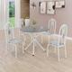 Conjunto Sala de Jantar Mesa Redonda 70cm Tampo Granito Topázio 4 Cadeiras Linda Yescasa Branco/Paraopeba