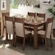 Conjunto Sala de Jantar Mesa Tampo de Madeira 6 Cadeiras Rustic/Crema/Bege Jaíne Madesa