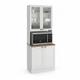 Cristaleira Dupla 4 Portas com Vidro Estilo Americana 213x70 Unna Yescasa Branco