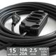 Extensão Eletrica 15 Metros Reforçada Pino Grosso 20a E 10a 03 Tomadas 110v 220v