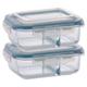 Kit 2 Pote de Vidro Hermético Com Divisoria 640ml Marmita