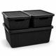Kit 3 Caixa Organizadora Cesto com tampa grande Caixas em plástico 6L 16L Preto