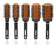 Kit 5 Escovas Laranja Para Cabelo Vazadas Térmica Profissional Com Bolsa