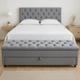 Kit Baú Gaveta e Cabeceira Capitonê Estofada Queen 160x60cm Cor Cinza - Veludo Suede Liso