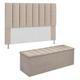 KIT Cabeceira com Calçadeira baú eros Casal 140 cm Para Cama Box Suede BEGE Biselos-Decor