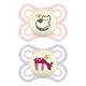 Kit com 2 Chupetas Perfect Night MAM 0-6m Rosa + Estojo