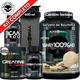 Kit Suplemento Whey 100% HD POTE Gourmet 900g + Creatina Turbo 300g + Termogênico Thermo Flame + Bcaa 2400 + Coqueteleira Shaker - Black Skull