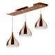 Lustre Pendente Gota Triplo Base Retangular Cobre