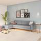 Sofá 4 Lugares Joy com Chaise Esquerdo Pé Palito Linho Cotton Cinza