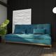Sofá-Cama 3 Lugares Casal Excelencia Base e Pés de Madeira Suede Azul