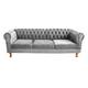 Sofa Chesterfield Duque veludo Cinza Prata 2.30M Sala Recepcao Barbearia