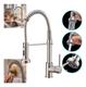 Torneira Gourmet Monocomando Cozinha Bancada Mola Spring Ducha Bica Giratória 360 Prateada Aço Inox Gafer