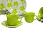 Aparelho de Jantar Chá 20 Peças Biona Cerâmica - Redondo Verde e Branco Primavera