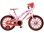 Bicicleta Infantil Moranguinho Aro 16 Colli Bike - Rosa e Vermelho com Rodinhas com Cesta