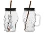 Caneca de Vidro 450ml Lyor - Caveira Rock Style 2 Peças