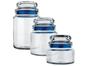 Conjunto Pote de Vidro Redondo 3 Peças com Tampa - Euro Home VDR9040