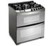 Fogão Brastemp 5 bocas duplo forno cor Inox com mesa de vidro e quadrichama