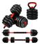 Imagem miniatura de Kit Halteres Barra Kettlebell 6 em 1 Peso Musculação até 40kg Ajustável Preto