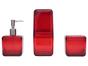 Kit para Banheiro 3 Peças Vermelho e Inox Coza - Cube 99216/4111