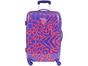 Mala de Viagem DMW Grande 30kg Expansiva - Capricho Animal Print  Azul e Vermelha