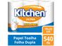 Papel Toalha Folha Dupla Kitchen Jumbo - 3 Rolos com 540 Folhas Cada