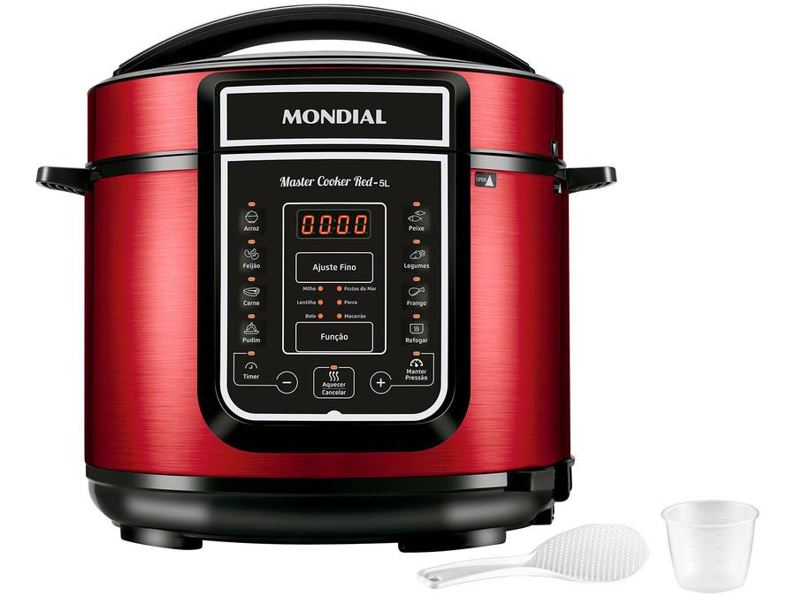 Panela de Pressão Elétrica Digital Mondial - Master Cooker Red PE-39 900W 5L