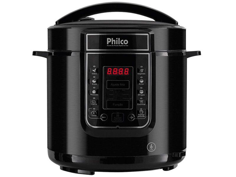 Panela de Pressão Elétrica Philco Digital PPPP 01 - 1000W 6L Timer Controle de Temperatura Preto