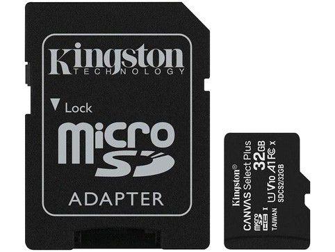 Cartão de Memória 32GB Micro SD Kingston 10 - com Adaptador SD Canvas Select Plus SDCS2