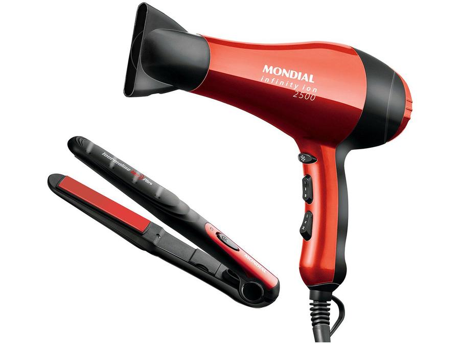 Kit Secador e Chapinha Mondial - Beauty Infinity