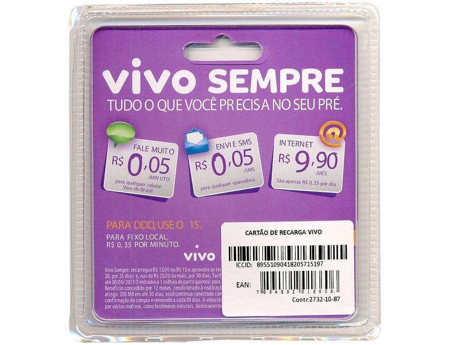 Kit Chip Vivo com Recarga R$15,00 - para Todos os DDDs