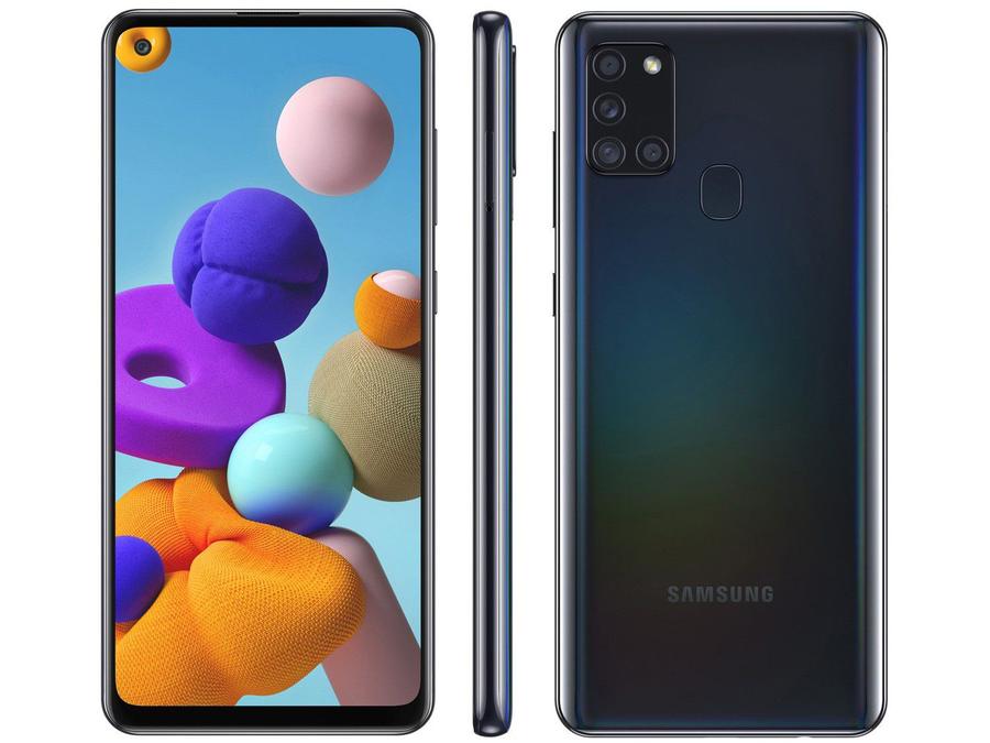 Smartphone Samsung Galaxy A21s 64GB Preto 4G - 4GB RAM 6,5" Câm. Quádrupla + Selfie 13MP
