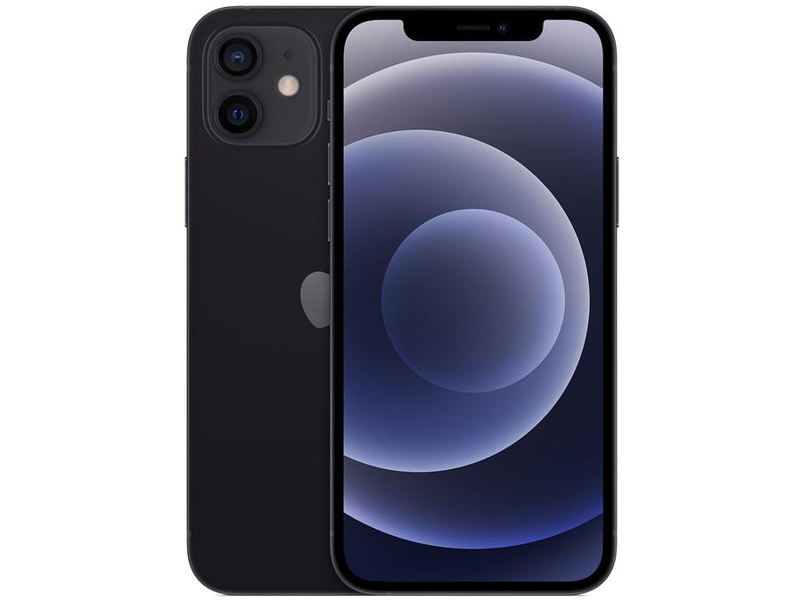 iPhone 12 Apple 256GB Preto Tela 6,1" - Câm. Dupla 12MP iOS