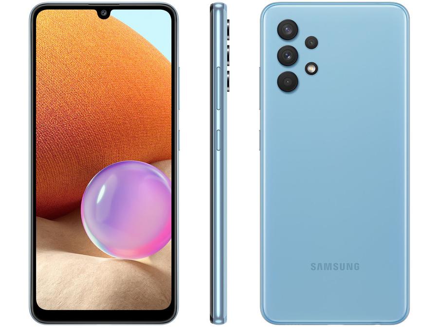 Smartphone Samsung Galaxy A32 128GB Azul 4G - 4GB RAM Tela 6,4" Câm. Quádrupla + Selfie 20MP