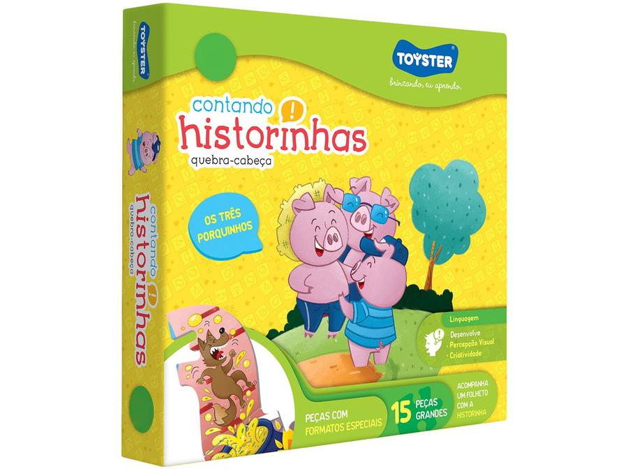 Quebra-cabeça 15 Peças Linguagem Contando - Historinhas Os Três Porquinhos Toyster 2483