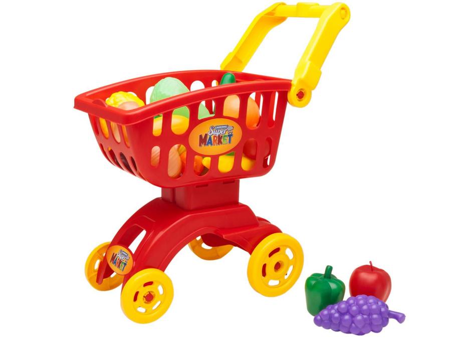 Carrinho de Supermercado de Brinquedo - Super Market Braskit com Acessórios